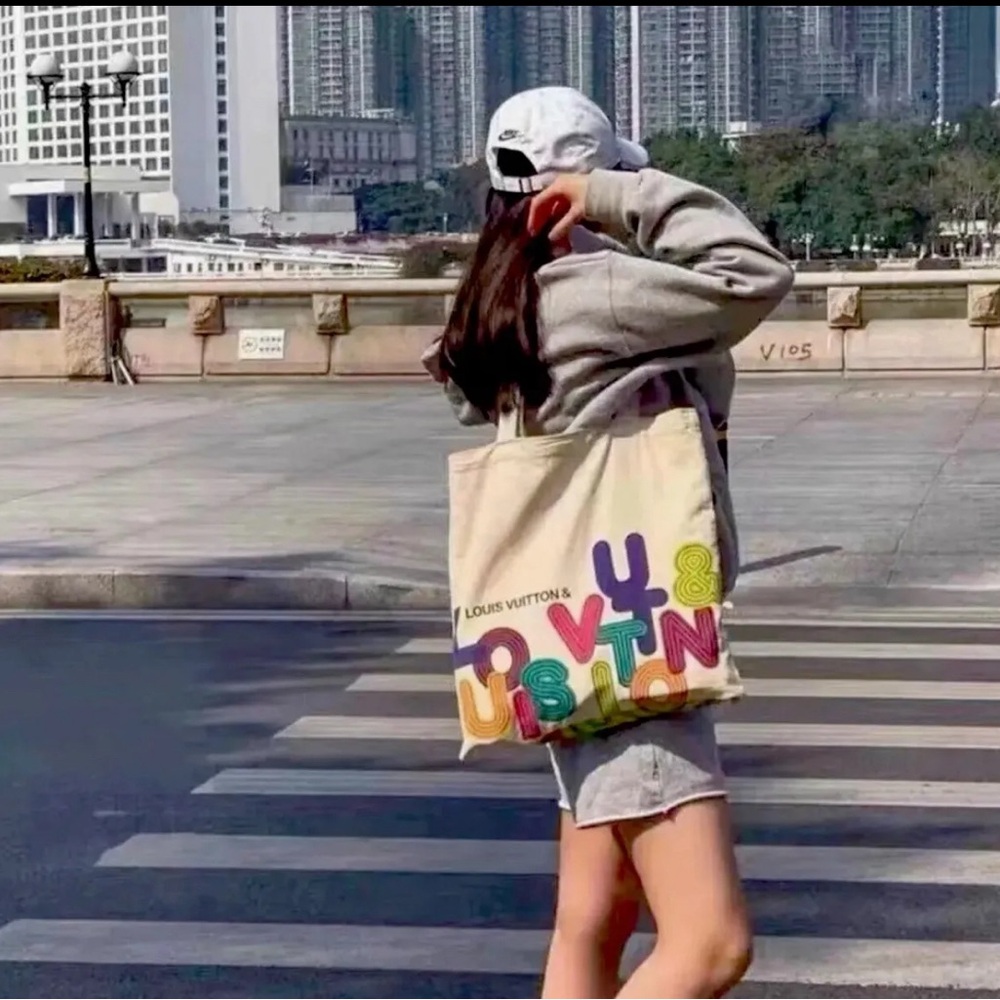 Louis Vuitton Novelty Canvas Eco Tote bag Shenzhen exhibition 2022 Limited NEW - Picture 5 of 13